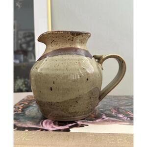 Vintage Studio Pottery Creamer Pitcher Vase Speckled Brown & Beige Toned Glaze